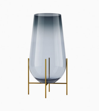 Echasse Smoke Brushed Brass Frame Glass Vase